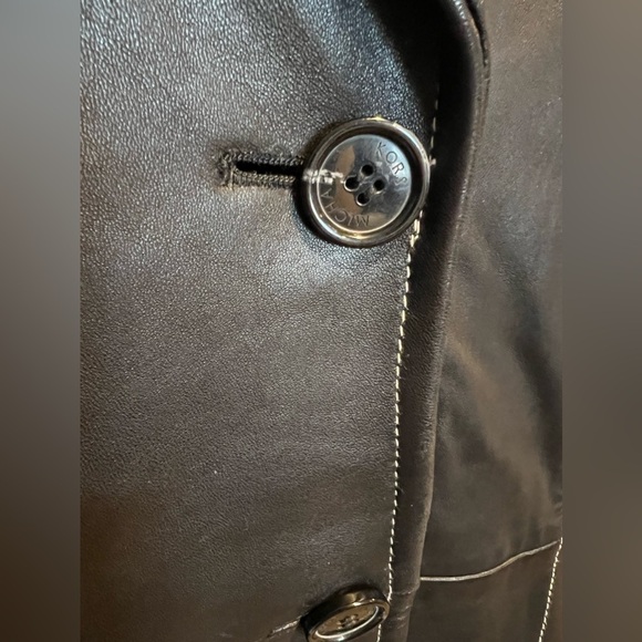 018. MK Women’s Black Leather Jacket GORGEOUS! Length 25” • M - Picture 6 of 10